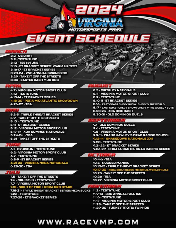 Virginia Motorsports Park 2025 Schedule